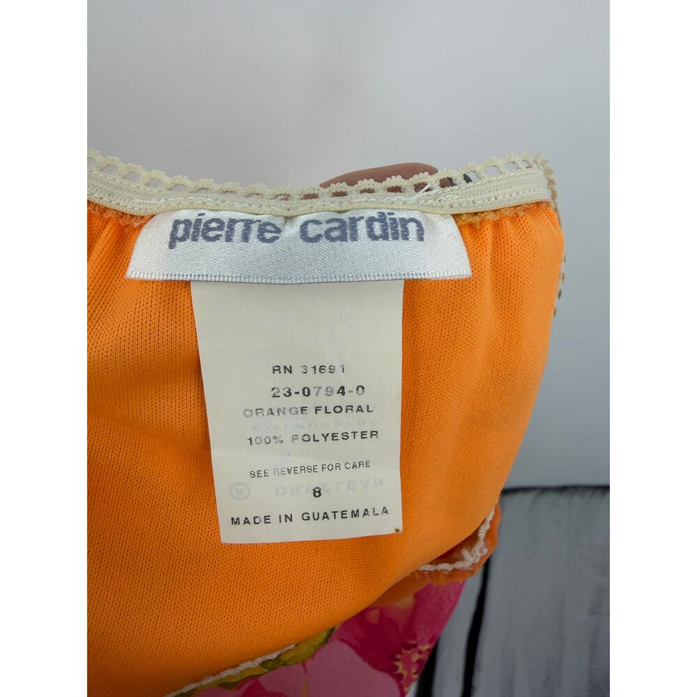 Vintage Pierre Cardin Womens Midi Slip Skirt Size 8 Orange Tropical 90s Carrie - Picture 4 of 11